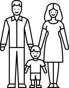 Married Couple With Child Line Art Illustration Svg, Free Vectors File